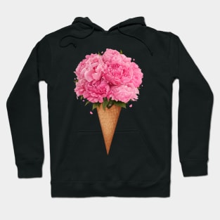 Ice cream with peonies Hoodie